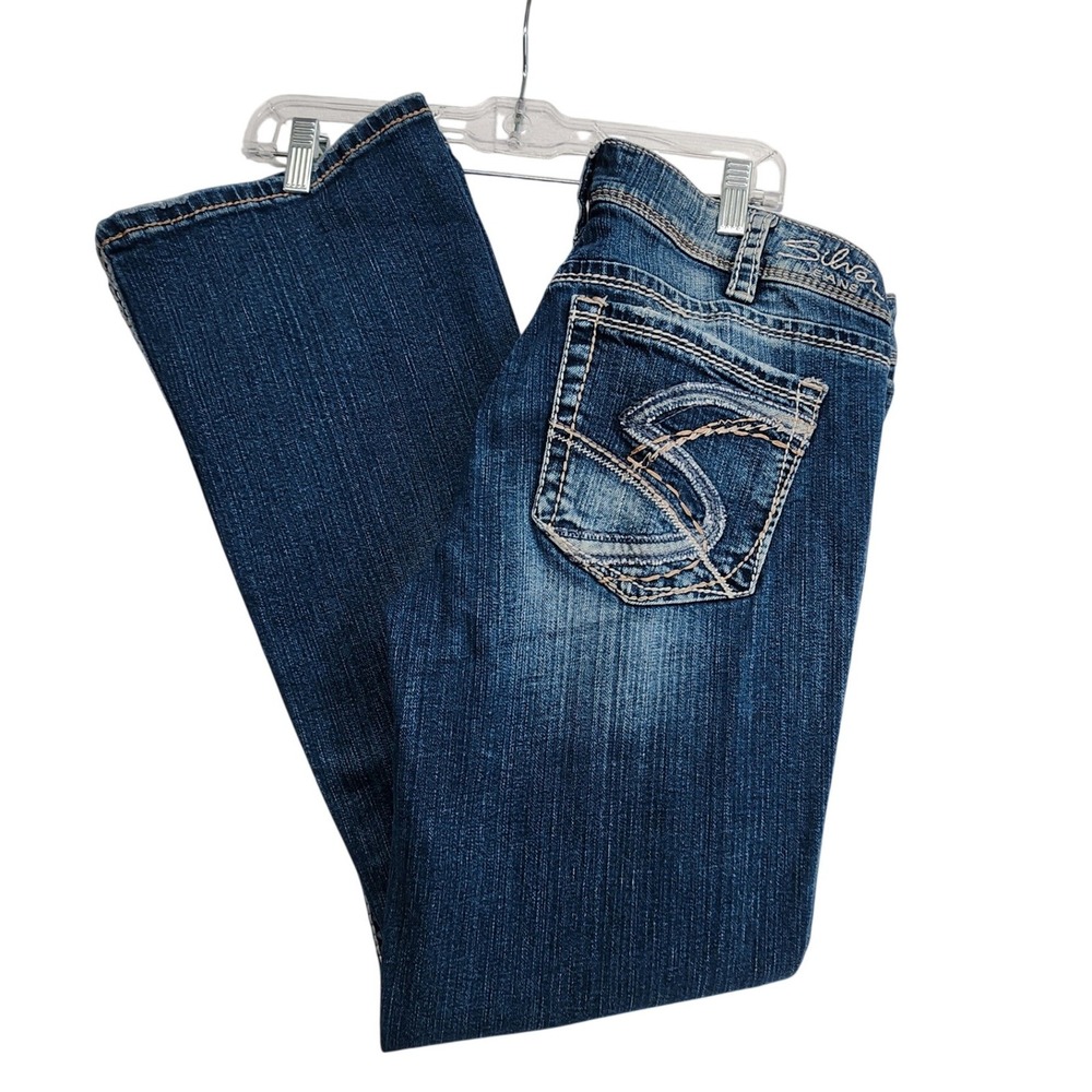 Silver Jeans 33 Blue Suki Mid Rise Bootcut Denim Y2K Western Boho Cowgirl Retro